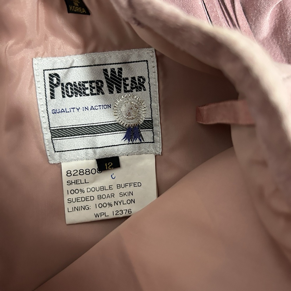 Vintage Pioneer Wear Suede Western Fringe Jacket & Skirt Women's 12 Pink Leather - Picture 15 of 16